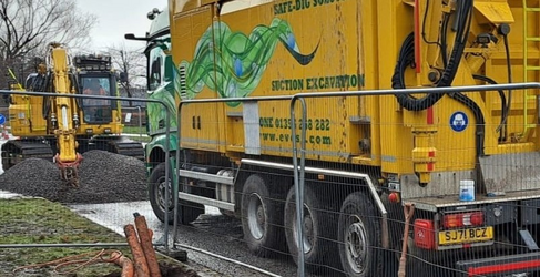 Heavy machinery is needed to excavate down to the pipe King's Inch Road Sewer Upgrade