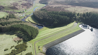 aerial photo of a reservoir in rural location