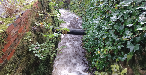 The Pow Burn after heavy rain Bridge of Weir Sewer Upgrade