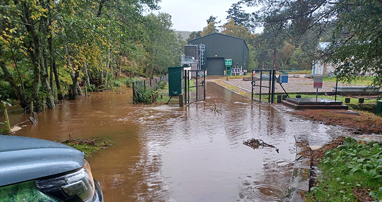 Ballater during Extreme weather Event October 2023 Flooding in Ballater during Extreme weather of October 2023