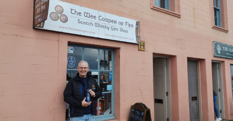 Local businessman with SW bottle