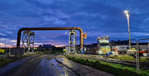 The pipe bridge was part of a kilometre long temporary overland pipeline Saltcoats Sewer Upgrade