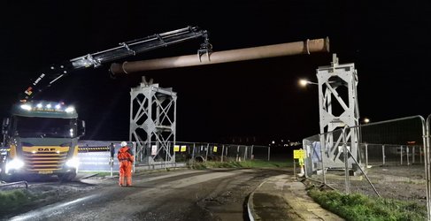 Specialist contractors were brought in to dismantle the pipe bridge Saltcoats Sewer Upgrade