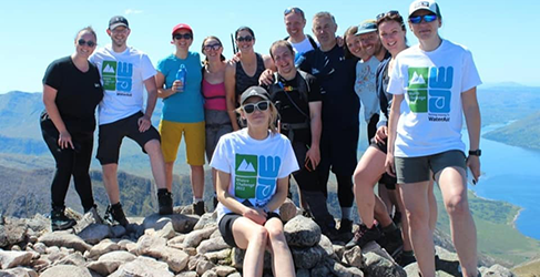 Shows a group at the summit of Ben Staray from the 2022 Munro challenge