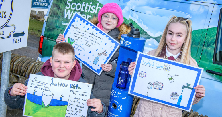 Pupils from Canisbay Primary designed posters to help promote the new free water refill point in John O'Groats