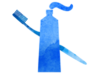 Watercolour graphic of toothpaste and toothbrush 