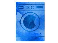 Watercolour graphic of washing machine