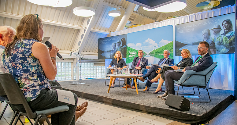 view of Scottish Water panel answering questions from the audience the ACM in Dundee Science Centre