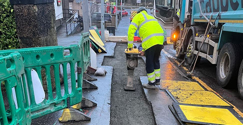 Work to replace the sewer is underway