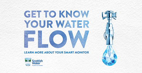 Graphic with Get to Know Your Water Flow text next to a tap with a water drop