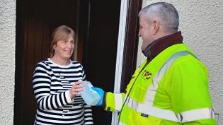 Sample bottle being delivered to a customer