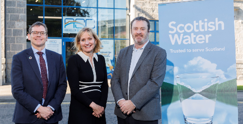 Scottish Water Chief Executive Alex Plant, Scottish Water Chair Deirdre Michie and Chief Executive Officer of ASC Bryan Snelling