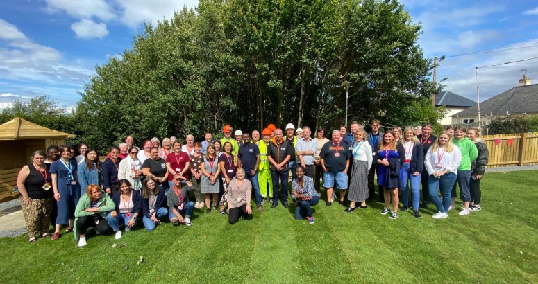 Members of Redhall School staff pictured with Scottish Water Project Team in the new garden