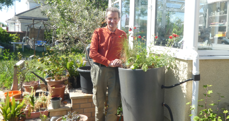 Scottish Water customer with new water butt