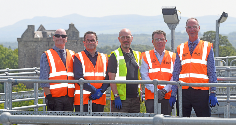The medal winners are pictured on the upper level of the WWTW. Niddry Castle is visible in the background