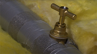 pipe with tap lagged with insulation