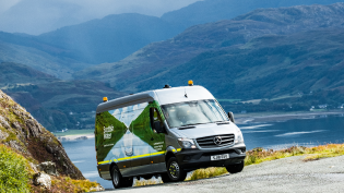 A Scottish Water van on the Mam Ratagan road between Glen Shiel and Glenelg in Lochalsh