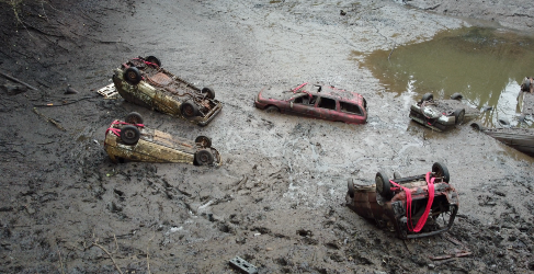 Dumped cars in reservoir basin 