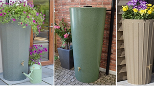 examples of water butt planters installed on properties 